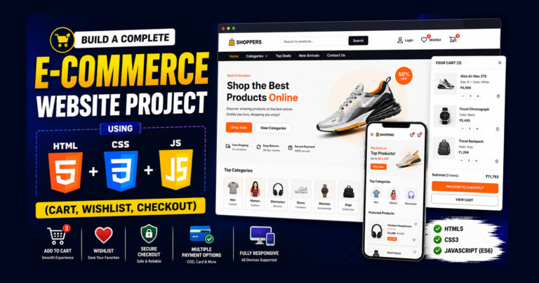 E-Commerce Website Project using HTML, CSS, JS (Cart, Wishlist, Checkout)