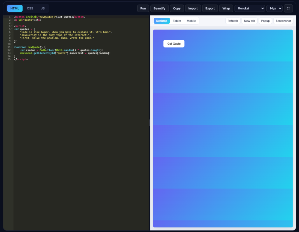 HTML Online Compiler Interface