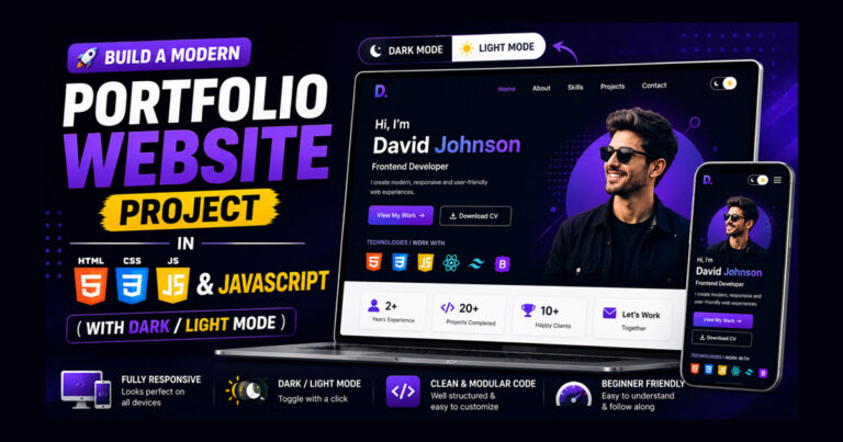 Portfolio Website Project in HTML, CSS (With Dark/Light Mode)